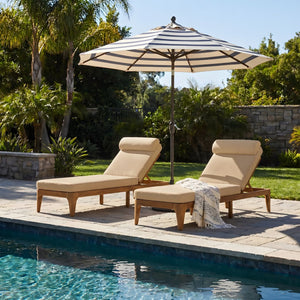 English Elm Topmax Acacia Wood Outdoor Chaise Lounge Set of 2 with Adjustable Backrest Poolside Brown SP100042AAD