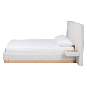 Baxton Studio Jacinta Queen Upholstered Platform Bed with Built-in Floating Nightstands