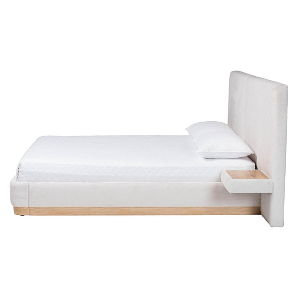 Baxton Studio Jacinta Queen Upholstered Platform Bed with Built-in Floating Nightstands