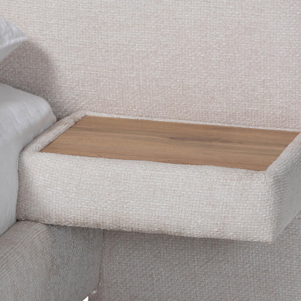 Baxton Studio Jacinta Queen Upholstered Platform Bed with Built-in Floating Nightstands