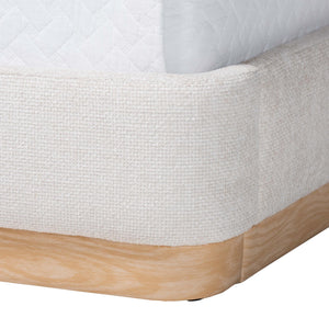 Baxton Studio Jacinta Queen Upholstered Platform Bed with Built-in Floating Nightstands