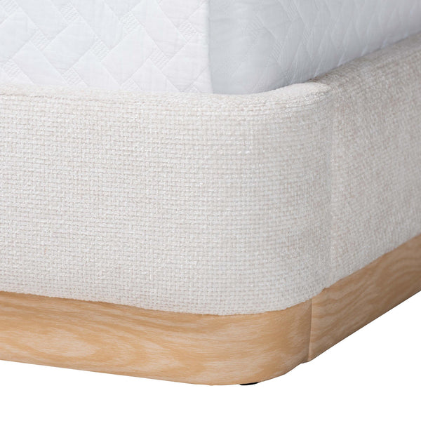 Baxton Studio Jacinta Queen Upholstered Platform Bed with Built-in Floating Nightstands