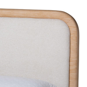 Baxton Studio Aiman Queen Platform Bed Upholstered Fabric with Faux Leather Trim