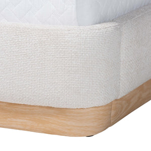 Baxton Studio Aiman Queen Platform Bed Upholstered Fabric with Faux Leather Trim