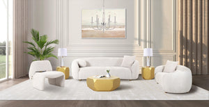 Pasargad Zarina Modern Upholstered Sofa With 2 Pillows – Luxurious Comfort & Minimalist Design, Ivory Ivory Textured Fabric Pzw-22013-3