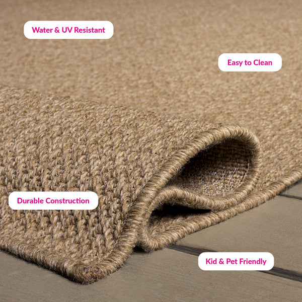 Safavieh Sisal Natural Performance Area Rug — Low-Profile Durable Power-Loomed Texture For Modern Homes 5'-3" x 7'-6" SPF802C-5