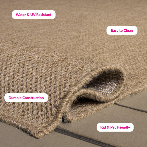 Safavieh Sisal Natural-Toned Area Rug — Power-Loomed Turkish Construction, Low-Profile Durable Design For Homes 5'-3" x 7'-6" SPF804C-5