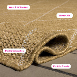 Safavieh Sisal Natural/Ivory Area Rug — Low-Profile Power-Loomed Polypropylene, Stain-Resistant Durable Performance 6'-7" x 6'-7" SPF812C-7SQ