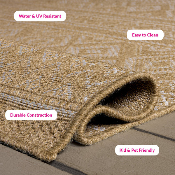 Safavieh Sisal Performance Low-Profile Natural And Ivory Area Rug — Durable, Stain-Resistant, Modern Texture Feel 4'-0" x 6'-0" SPF814C-4
