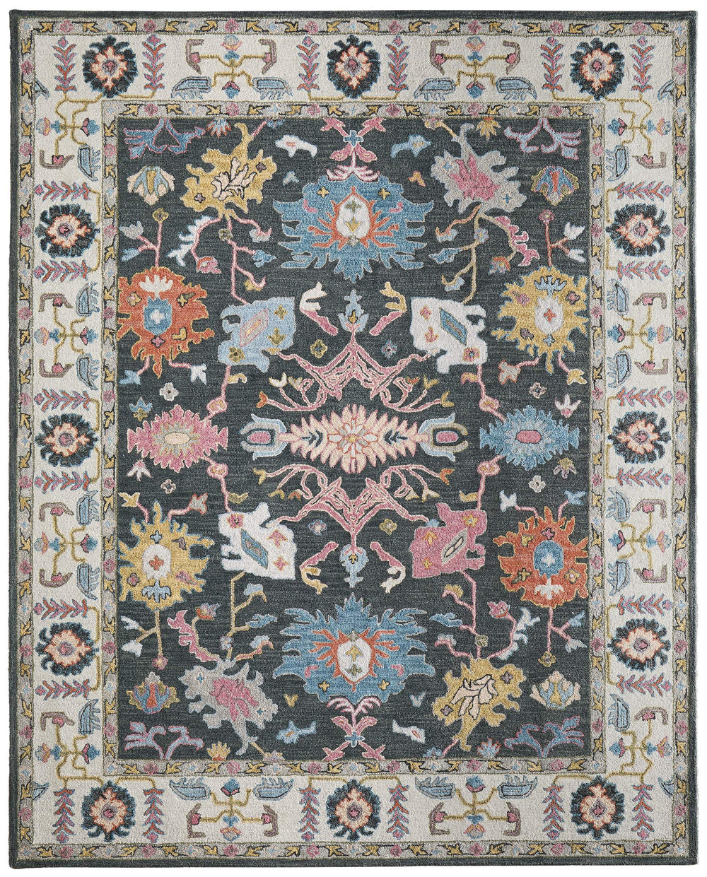 Feizy Rugs Springfield Hand Tufted Persian Floral Area Rug for Living Room or Dining Space 5' x 8' SPF8A47FGRY000E10