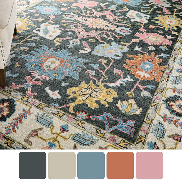 Feizy Rugs Springfield Hand Tufted Persian Floral Area Rug for Living Room or Dining Space 5' x 8' SPF8A47FGRY000E10