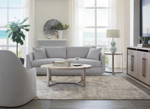 Lexington Artistica Home Denizen Cocktail Table - Contemporary Design With Honed White Vein Travertine And Iron Base Charm Silver Leaf Wood 2303-949