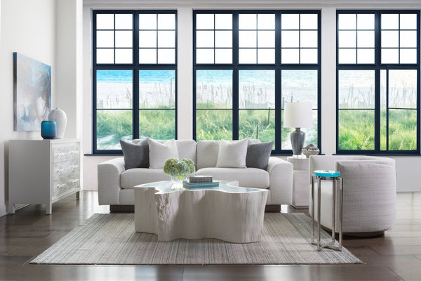 Lexington Artistica Home Photic Spot Table - Stunning Light Sky Blue Bubble Art Glass Top With Modern Stainless Steel Base Stainless Steel Wood 2338-950