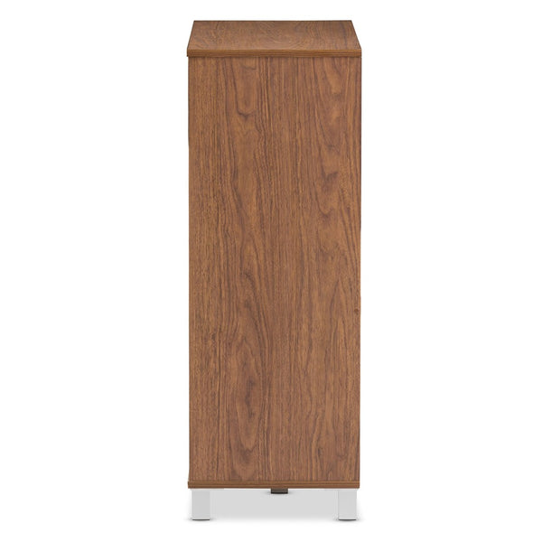 Baxton Studio Baxton Studio Modern Walnut Shoe Cabinet - Stylish 2-Door Storage with Open Shelves for Entryway SR-002-Walnut