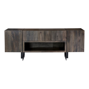 Moe's Home Tiburon Contemporary Media Cabinet With Solid Acacia Wood, Sleek Iron Base, And Ample Storage Space Natural Solid Acacia,Iron Base Sr-1073-24-0
