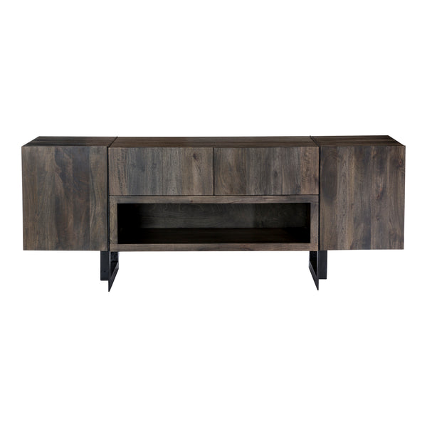 Moe's Home Tiburon Contemporary Media Cabinet With Solid Acacia Wood, Sleek Iron Base, And Ample Storage Space Natural Solid Acacia,Iron Base Sr-1073-24-0