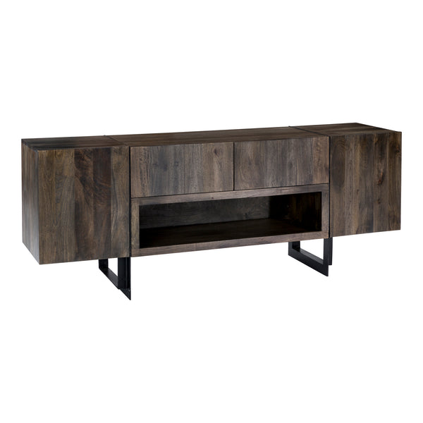 Moe's Home Tiburon Contemporary Media Cabinet With Solid Acacia Wood, Sleek Iron Base, And Ample Storage Space Natural Solid Acacia,Iron Base Sr-1073-24-0
