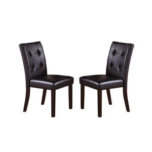 English Elm Leroux Upholstered Dining Chairs Set of 2 - Dark Brown Faux Leather, Tall Quilted Back, Button Tufted Elegance SR011078