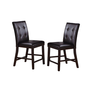 English Elm Leroux Upholstered Counter Height Chairs Set of 2 — Faux Leather Button-Tufted Espresso, Elegant Modern Design SR011144