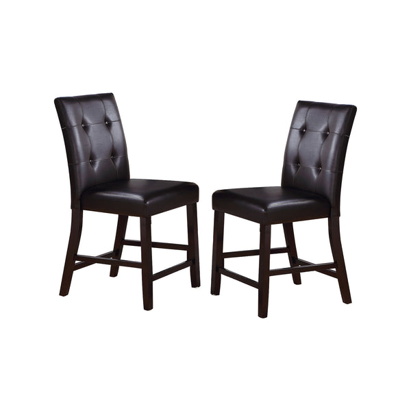 English Elm Leroux Upholstered Counter Height Chairs Set of 2 — Faux Leather Button-Tufted Espresso, Elegant Modern Design SR011144