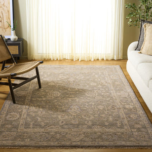 Safavieh Samarkand Hand-Knotted Grey Area Rug 8X10 Wool-Cotton Blend Low Pile With Fringe, Durable Elegance 9'-0" x 12'-0" SRK134F-9
