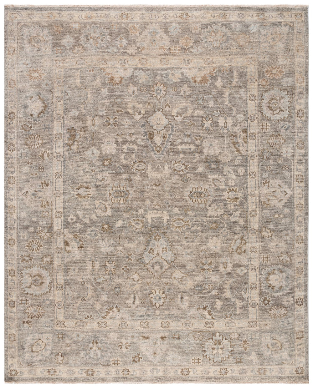 Safavieh Samarkand Hand-Knotted Grey Area Rug 8X10 Wool-Cotton Blend Low Pile With Fringe, Durable Elegance 9'-0" x 12'-0" SRK134F-9