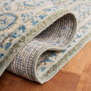 Safavieh Samarkand Handcrafted Wool Area Rug With Timeless Medallion Design For Elegant Home Decor Light Blue ,Ivory Wool Srk167l-8