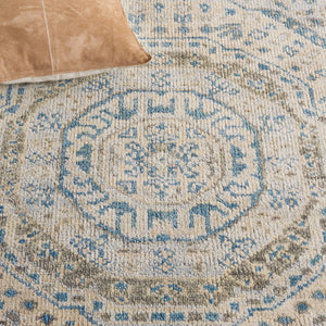 Safavieh Samarkand Handcrafted Wool Area Rug With Timeless Medallion Design For Elegant Home Decor Light Blue ,Ivory Wool Srk167l-8