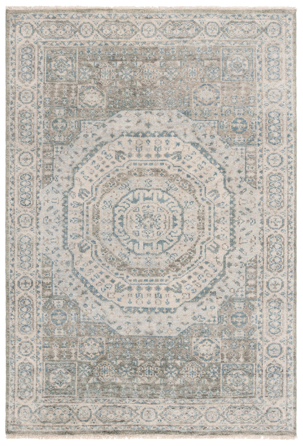 Safavieh Samarkand Handcrafted Wool Area Rug With Timeless Medallion Design For Elegant Home Decor Light Blue ,Ivory Wool Srk167l-8