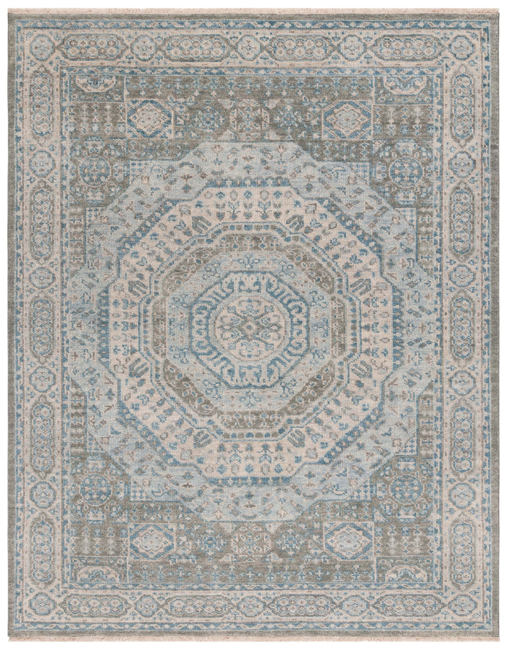 Safavieh Samarkand Handcrafted Wool Area Rug With Timeless Medallion Design For Elegant Home Decor Light Blue ,Ivory Wool Srk167l-8