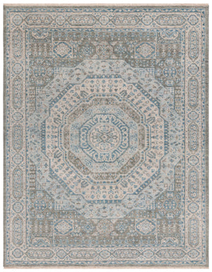 Safavieh Samarkand Handcrafted Wool Area Rug With Timeless Medallion Design For Elegant Home Decor Light Blue ,Ivory Wool Srk167l-8