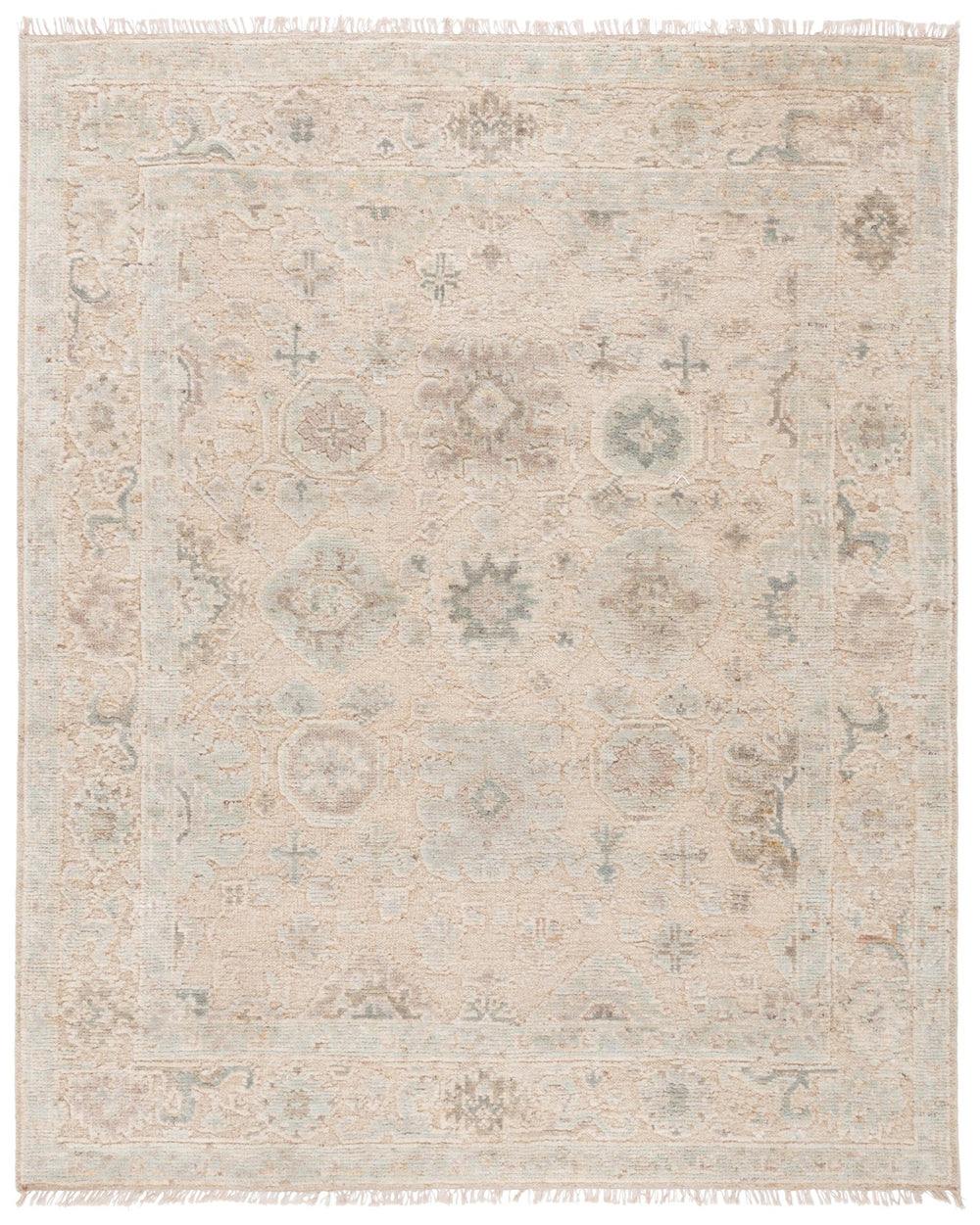 Safavieh Samarkand Hand-Knotted Beige Ivory Wool Rug — Traditional Oriental Elegance, Durable Low-Profile Comfort 10'-0" x 14'-0" SRK301B-10