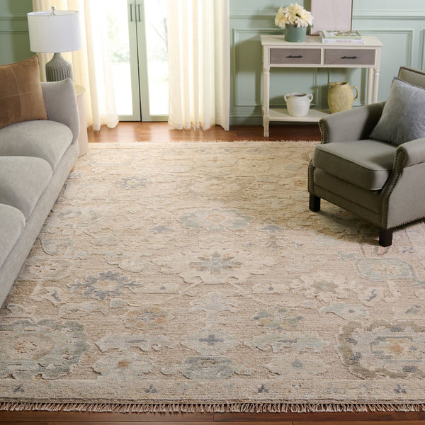 Safavieh Samarkand Hand-Knotted Wool Rug 302B Beige-Grey Oriental-Transitional Plush Durable Luxury 6'-0" x 9'-0" SRK302B-6