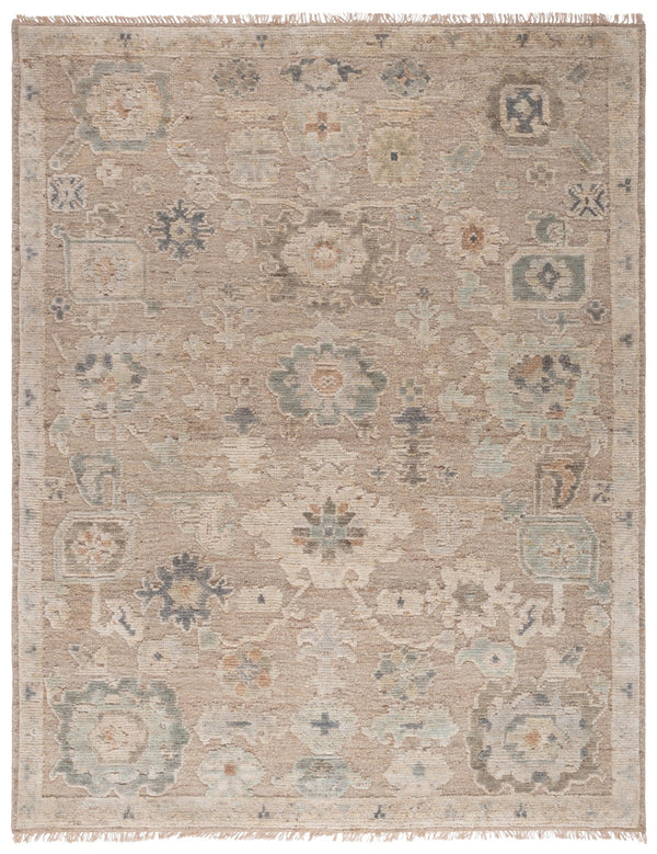 Safavieh Samarkand Hand-Knotted Wool Rug 302B Beige-Grey Oriental-Transitional Plush Durable Luxury 6'-0" x 9'-0" SRK302B-6