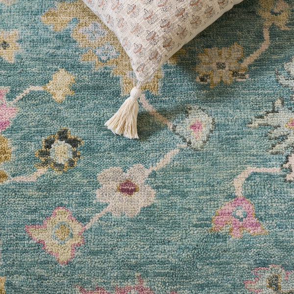 Safavieh Samarkand Hand-Knotted Oriental Rug In Green With Pink Accents — Wool-Cotton Blend, Low Pile Luxury 10'-0" x 14'-0" SRK401Y-10