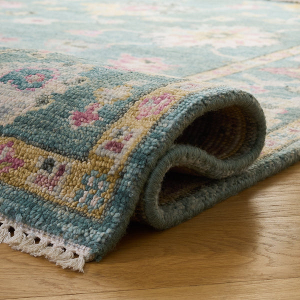 Safavieh Samarkand Hand-Knotted Oriental Rug In Green With Pink Accents — Wool-Cotton Blend, Low Pile Luxury 10'-0" x 14'-0" SRK401Y-10