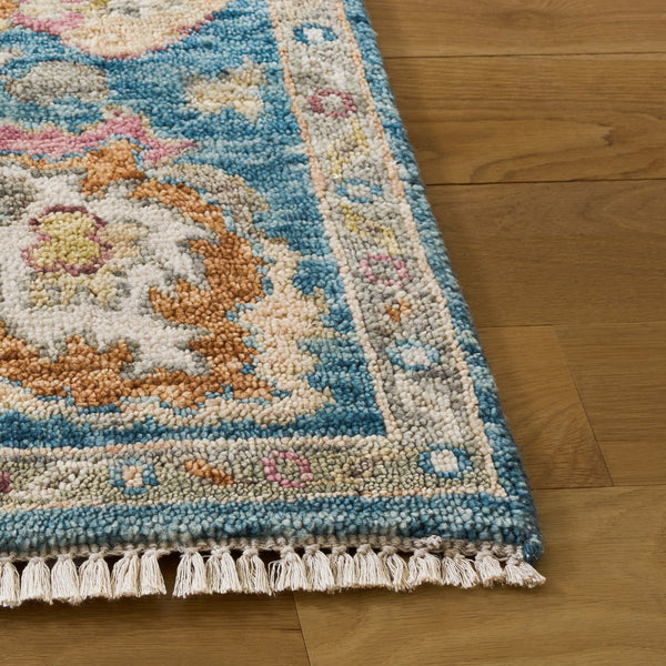Safavieh Samarkand Hand-Knotted Wool-Cotton Area Rug — Traditional Blue & Ivory Floral Design, Durable Elegance 6'-0" x 9'-0" SRK402M-6