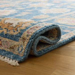 Safavieh Samarkand Hand-Knotted Wool-Cotton Area Rug — Traditional Blue & Ivory Floral Design, Durable Elegance 6'-0" x 9'-0" SRK402M-6