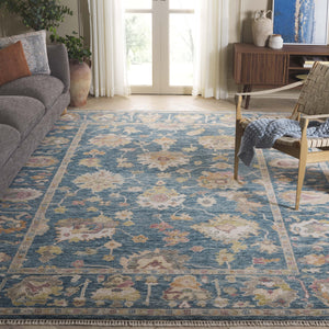Safavieh Samarkand Hand-Knotted Wool-Cotton Area Rug — Traditional Blue & Ivory Floral Design, Durable Elegance 6'-0" x 9'-0" SRK402M-6