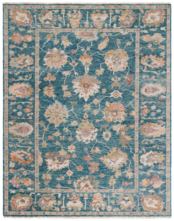 Safavieh Samarkand Hand-Knotted Wool-Cotton Area Rug — Traditional Blue & Ivory Floral Design, Durable Elegance 6'-0" x 9'-0" SRK402M-6