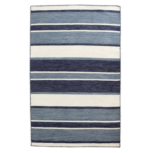 Trans Ocean Liora Manne Sorrento Boat Stripe Indoor/Outdoor Area Rug - Hand Woven, Fade Resistant & Versatile Navy Polyester,Acrylic Srn46631733