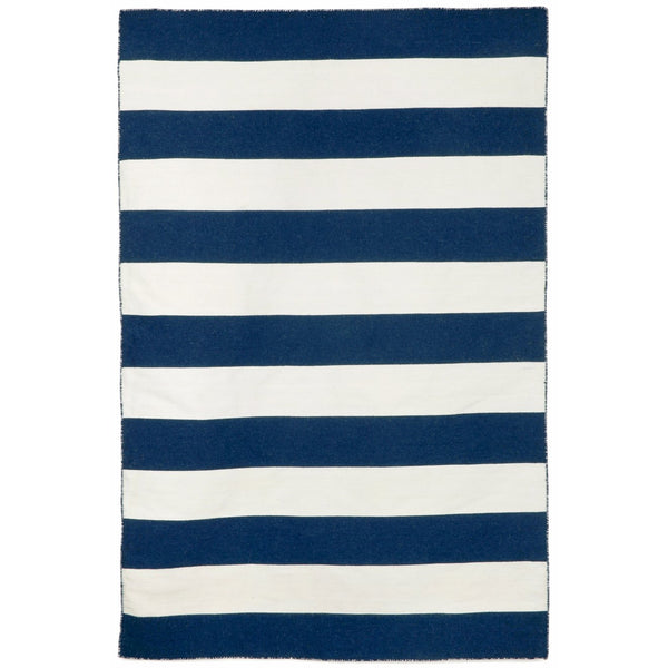 Trans Ocean Liora Manne Sorrento Rugby Stripe Indoor/Outdoor Area Rug – Hand Woven Geometric Accent For Style Navy Polyester,Acrylic Srn57630233