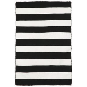 Trans Ocean Liora Manne Sorrento Rugby Stripe Indoor/Outdoor Area Rug – Hand Woven Geometric Accent For Style Black Polyester,Acrylic Srn57630248