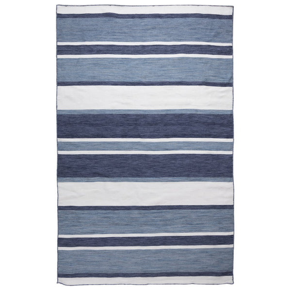 Trans Ocean Liora Manne Sorrento Boat Stripe Indoor/Outdoor Area Rug - Hand Woven, Fade Resistant & Versatile Navy Polyester,Acrylic Srn57631733