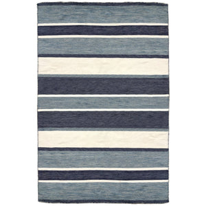 Trans Ocean Liora Manne Sorrento Boat Stripe Indoor/Outdoor Area Rug - Hand Woven, Fade Resistant & Versatile Navy Polyester,Acrylic Srn57631733