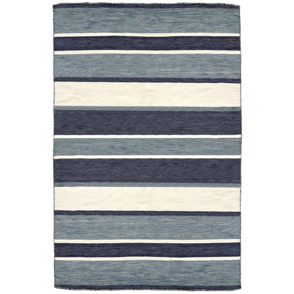 Trans Ocean Liora Manne Sorrento Boat Stripe Indoor/Outdoor Area Rug - Hand Woven, Fade Resistant & Versatile Navy Polyester,Acrylic Srn57631733
