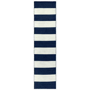 Trans Ocean Liora Manne Sorrento Rugby Stripe Indoor/Outdoor Area Rug – Hand Woven Geometric Accent For Style Navy Polyester,Acrylic Srnr8630233