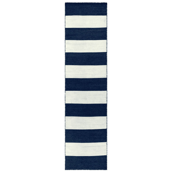 Trans Ocean Liora Manne Sorrento Rugby Stripe Indoor/Outdoor Area Rug – Hand Woven Geometric Accent For Style Navy Polyester,Acrylic Srnr8630233