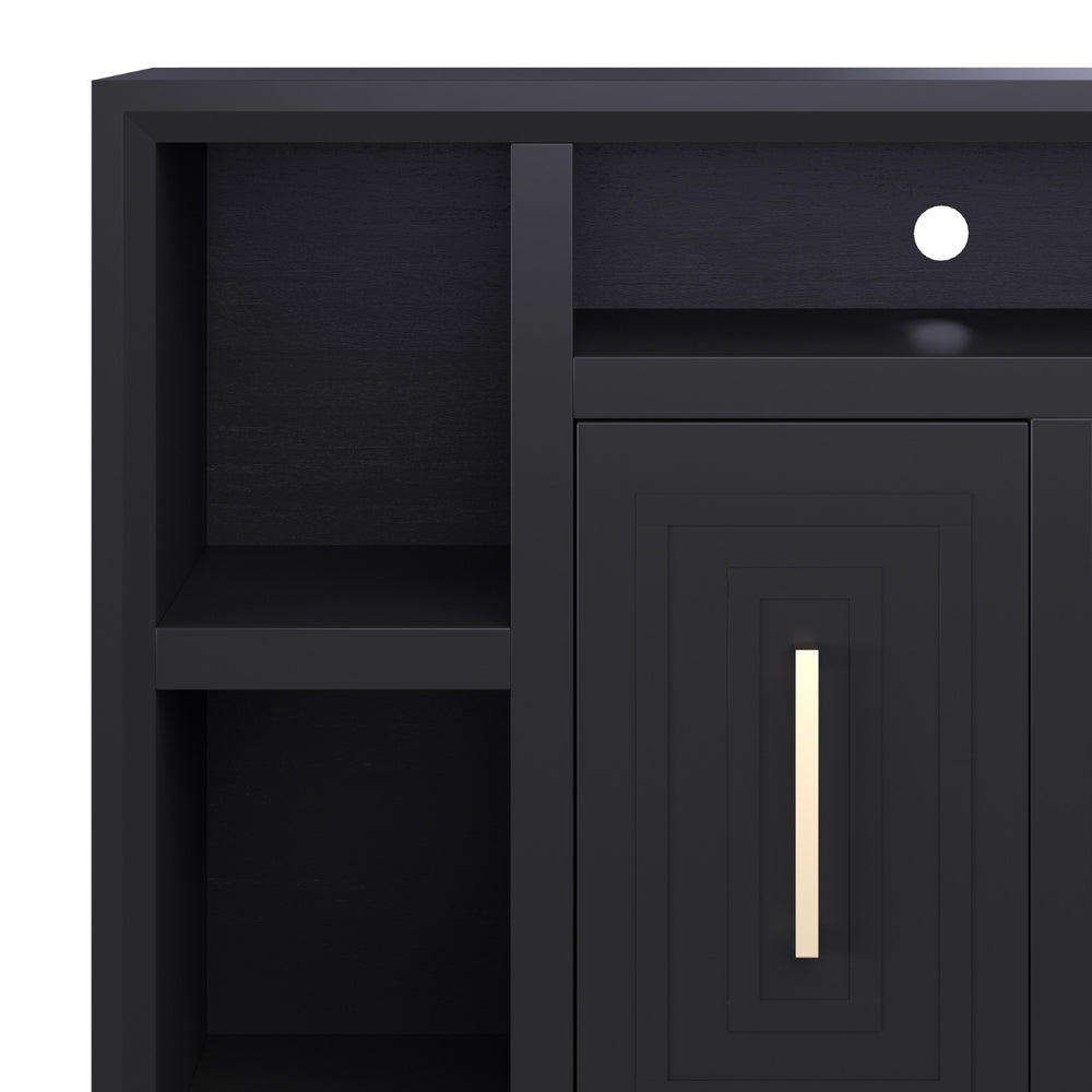 Legends Furniture Bridgevine Home Sunset 83 Inch Tv Stand Console For Tvs Up To 95 Inches, No Assembly Required, Black Finish Driftwood, Grey Poplar Solids And Okoume Veneers Ss1211.Sls