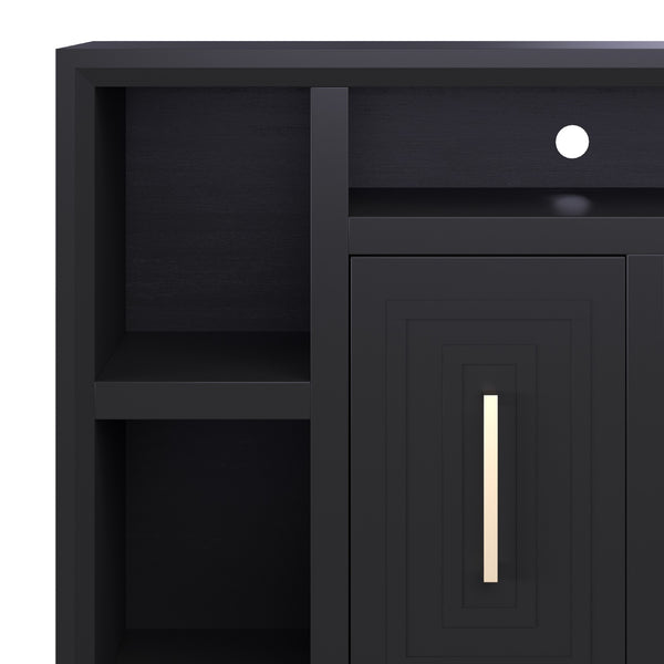 Legends Furniture Bridgevine Home Sunset 83 Inch Tv Stand Console For Tvs Up To 95 Inches, No Assembly Required, Black Finish Driftwood, Grey Poplar Solids And Okoume Veneers Ss1211.Sls